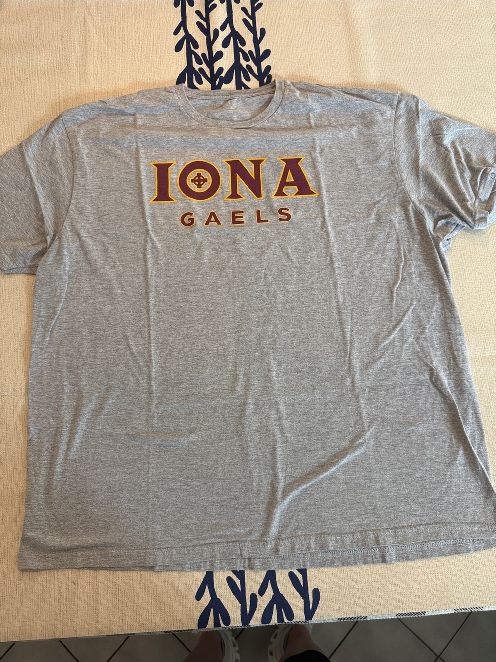 adidas Gray IONA Gaels Short Sleeve Tee with Maroon & Gold Logo